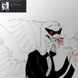anthro bite_mark blood bodily_fluids bone_frill clothing duo evil_eyes evil_grin eyewear fangs feathered_wings feathers female frill_(anatomy) hair jacket long_hair looking_at_viewer male sharp_teeth smile sunglasses teeth topwear wings espectro111222 4chan cavemanon_studios goodbye_volcano_high ko_op_(game_developer) snoot_game fang_(gvh) prehistoric_species pterosaur reptile scalie vampire 1:1 2025 black_and_white hi_res monochrome sketch