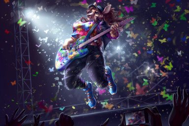 ambiguous_gender anthro blue_bottomwear blue_clothing blue_eyes blue_shorts blue_topwear bottomwear brown_hair cellphone clothed clothing electric_guitar electronics eyelashes female female_focus front_view fur glistening glistening_eyes grey_bottomwear grey_clothing grey_pants group guitar hair holding_cellphone holding_guitar holding_musical_instrument holding_object holding_phone holding_smartphone long_hair multicolored_clothing multicolored_topwear musical_instrument open_mouth pants phone pink_clothing pink_topwear playing_guitar playing_music plucked_string_instrument purple_clothing purple_topwear red_tongue shorts smartphone solo_focus stage string_instrument tan_body tan_fur teeth tongue topwear unsigned white_body white_fur yellow_clothing yellow_topwear admiralobster gray_meadows deer mammal absurd_res hi_res