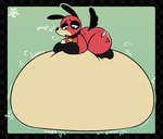 anthro belly belly_inflation big_belly digestion_noises inflation looking_down_at_self male plushie red_body rumbling_stomach solo foamytail ranch_(foamytail) animate_inanimate canid canine canis domestic_dog living_plushie mammal 2024 hi_res