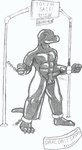 bdsm bondage bound coating cuff_(restraint) latex male restraints sensory_deprivation solo ebonyrubberwolf humanoid lizardman reptile scalie 2007 graphite_(artwork) monochrome traditional_media_(artwork)