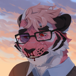 anthro black_body black_fur bodily_fluids brown_clothing brown_topwear bruised bruised_eye cheek_tuft chin_tuft clothed clothing countershading crying detailed_background ears_back facial_tuft fur hair male neck_tuft orange_hair outside pink_body pink_fur pivoted_ears pupils red_eyes sharp_teeth sky solo tears teeth topwear tuft unsigned white_body white_clothing white_fur white_topwear corzh77 gravy_(gravymakes) felid mammal pantherine tiger 1:1 absurd_res bust_portrait detailed hi_res icon portrait