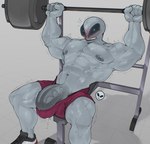 abs areola barazoku barbell barely_contained biceps big_bulge big_eyes big_muscles big_penis blush bodily_fluids bottomwear bulge clothed clothing dripping emoji erection erection_under_clothing exercise footwear genital_fluids genitals grey_background grey_body grey_skin huge_bulge huge_muscles huge_penis humanoid_genitalia humanoid_penis ineffective_clothing lying male manly motion_lines muscular muscular_humanoid muscular_male navel nipples not_furry obliques on_back open_mouth pecs penis penis_base precum precum_drip precum_through_clothing serratus shadow shaking shoes shorts simple_background solo teeth thick_arms thick_penis thick_thighs topless topless_humanoid topless_male vein weight_bench weightlifting wet wet_clothing workout deuzion alien alien_humanoid humanoid living_emoji 2025 absurd_res hi_res