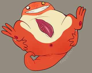 3_toes anthro anus aroused aroused_face aroused_male aroused_smile big_butt black_eyes blush blush_lines bodily_fluids butt butt_grab clenched_teeth erection feet feet_up genital_fluids genitals hand_on_butt heterochromia hindpaw leaking leaking_precum looking_at_self looking_down lying male multicolored_body nervous nervous_smile on_back orange_body overweight overweight_male paws penis precum presenting presenting_anus presenting_hindquarters raised_leg short_tail simple_background slit_penis smile solo spread_legs spreading tail teeth teeth_showing thick_tail toes two_tone_body vein veiny_penis whiskers white_sclera yellow_sclera faggotrat disney monster_allergy rainbow_spa bombo bombo_(species) monster signature