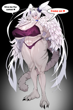5_fingers anthro big_breasts breasts camel_toe claws clothing cum_request dialogue eyebrows eyelashes feet female fingers fur huge_breasts insemination_request muscular muscular_female open_mouth requesting solo speech_bubble text toe_claws toes tongue womb_tattoo kantan felid feline mammal 2022 absurd_res digital_media_(artwork) english_text hi_res