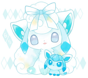 3_toes abstract_background accessory blue_body blue_eyes blue_fur blue_inner_ear blue_markings chibi digitigrade duo featureless_feet feet feral fluffy fluffy_tail fur gloves_(marking) grey_eyes hair hair_accessory hair_ribbon kemono leg_markings looking_at_viewer markings mouthless open_mouth open_smile pawpads paws ribbons sitting size_difference smile socks_(marking) tail tail_markings toes white_body white_fur white_hair white_pawpads white_ribbon michi_runi nintendo pokemon alolan_form alolan_vulpix canid canine eeveelution generation_4_pokemon generation_7_pokemon glaceon mammal pokemon_(species) regional_form_(pokemon) digital_drawing_(artwork) digital_media_(artwork) unavailable_at_source