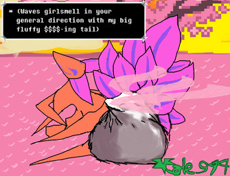 aroma diaper diaper_fetish feces female feral looking_at_viewer looking_back lying messy on_front pooping smug_grin soiled_diaper soiling soiling_diaper stink_fumes text unclean_diaper used_diaper using_diaper vale944 deltarune girlsmell_particles undertale_(series) canid canine fox fox_spirit mammal netskie english_text