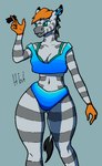 anthro bare_shoulders bra clothed clothing curvy_figure ears_back eyelashes female hair navel palms panties pivoted_ears shirt simple_background smile solo stripes tank_top thick_thighs topwear underwear wide_hips haibet animal_crossing nintendo savannah_(animal_crossing) equestrian equid equine mammal zebra 2021