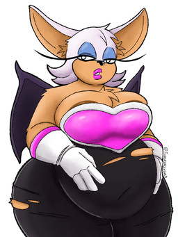 4_fingers anthro areola areola_slip bat_wings belly belly_overhang big_areola big_belly big_breasts big_ears biped blue_eyeshadow breasts brown_areola brown_body brown_fur chest_tuft cleavage clothed clothing curvy_figure eyelashes eyeliner eyeshadow female fingers fur gloves hair half-closed_eyes hand_on_belly handwear huge_hips huge_thighs inner_ear_fluff lips lipstick long_eyelashes looking_at_viewer makeup membrane_(anatomy) membranous_wings narrowed_eyes navel_outline open_mouth overweight overweight_anthro overweight_female pink_lipstick simple_background skinsuit solo standing thick_lips thick_thighs three-quarter_view tight_clothing torn_clothing torn_skinsuit tuft white_background white_clothing white_gloves white_hair white_handwear wide_hips wings tonisk sega sonic_the_hedgehog_(series) rouge_the_bat bat mammal 2025 3:4 digital_drawing_(artwork) digital_media_(artwork) hi_res portrait signature three-quarter_portrait