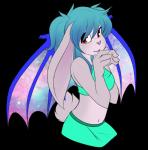 anthro blue_hair cosmic_wings dragon_wings female galaxy hair membrane_(anatomy) membranous_wings red_eyes simple_background solo wings freeze-pop88 lagomorph mammal skvader alpha_channel