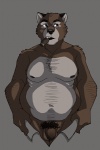 anthro balls biped bottomwear bottomwear_down brown_body brown_fur brown_hair cigar clothed clothing flaccid foreskin fur genitals hair humanoid_genitalia humanoid_penis male nipples overweight overweight_anthro overweight_male pants pants_down partially_clothed penis pubes simple_background smoking solo jailbird canid canine canis mammal wolf emilio_(disambiguation) digital_media_(artwork) shaded