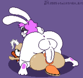 anal anal_penetration anus balls big_butt big_penis bodily_fluids bouncing_balls buckteeth butt countershade_tail countershading cum cum_from_ass cum_in_ass cum_inside cum_on_ground cum_on_tail cum_splatter duo feet female female_penetrated from_front_position genital_fluids genitals hair heart_symbol interspecies long_ears looking_pleasured male male/female male_penetrating male_penetrating_female mating_press nude open_mouth orgasm penetration penile penile_penetration penis penis_in_ass pink_hair proboscis_(anatomy) purple_background purple_eyes rear_view sex short_stack short_tail simple_background tail teeth throbbing throbbing_balls tongue tongue_out white_balls white_body white_butt white_penis toilet_man bunny_(bunny) squishy_(toilet_man) animal_humanoid humanoid lagomorph lagomorph_humanoid mammal mammal_humanoid nemertea ribbon_worm 2025 animated digital_media_(artwork) loop pixel_(artwork) pixel_animation signature