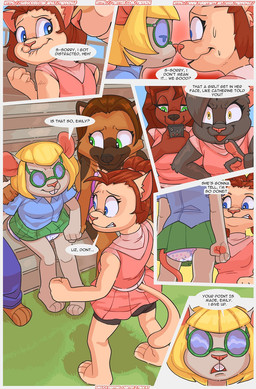 anthro bottomwear cheerleader cheerleader_outfit clean_diaper clothed clothing dialogue diaper diaper_under_clothing female fur group hair skirt speech_bubble tail text wearing_diaper paddedulf canid canine canis domestic_cat domestic_dog felid feline felis mammal mouse murid murine rodent comic digital_media_(artwork) english_text hi_res