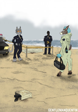 anthro bag barricade_tape baton beach blood bodily_fluids car clothing cloud cloudy_sky club_(weapon) corpse covered_body crime_scene digitigrade duffel_bag electronics eyewear glasses group gun handgun hooves investigation magazine_pouch male melee_weapon nightstick paws pistol police police_tape police_uniform police_vehicle radio ranged_weapon scut_tail sea short_tail sky storm_clouds tail trio unguligrade uniform vehicle walkie-talkie water weapon wearing_glasses gentlemanquentin ford_crown_victoria glock glock_17 lucas_hawes_(gentlemanquentin) cervine deer felid feline human humanoid lynx mammal new_world_deer white-tailed_deer hi_res