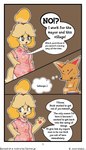 anthro clothed clothing dialogue duo female halftone_background male partially_clothed pattern_background simple_background text starabbit animal_crossing nintendo crazy_redd isabelle_(animal_crossing) canid canine canis domestic_dog fox mammal 4:7 absurd_res comic english_text halftone hi_res