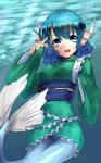 blue_eyes blue_hair doyouwantto female fish_tail hair head_fins japanese_clothing kimono long_sleeves looking_at_viewer mermaid monster monster_girl no_feet open_mouth smile solo touhou underwater wakasagihime water wide_sleeves
Rating: Safe
Score: 7
User: AnacondaRifle
Date: December 04, 2013