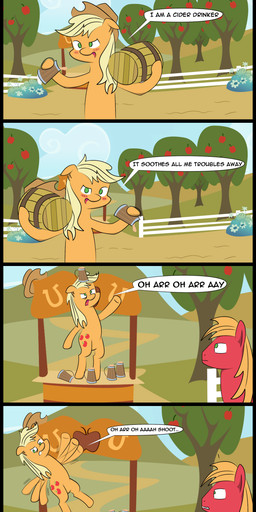 alcohol apple beverage blonde_hair blush cider clothing cowboy_hat drinking drunk facepalm falling female feral flower food fruit green_eyes hair happy hat headgear headwear male outside plant singing smile substance_intoxication text tree parttimebrony friendship_is_magic hasbro my_little_pony applejack_(mlp) big_macintosh_(mlp) earth_pony equid equine horse mammal pony absurd_res comic english_text hi_res brother_(lore) brother_and_sister_(lore) sibling_(lore) sister_(lore)