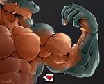 abs anthro biceps black_background flexing green_body green_skin heart_symbol heartbeat male multicolored_body multicolored_skin muscular muscular_anthro muscular_male orange_body orange_skin sharp_teeth simple_background solo speech_bubble teeth triceps two_tone_body two_tone_skin waddledox mythology lizardman_(spar) dragon mythological_creature mythological_scalie scalie 2018 2d_animation animated digital_media_(artwork) frame_by_frame short_playtime signature