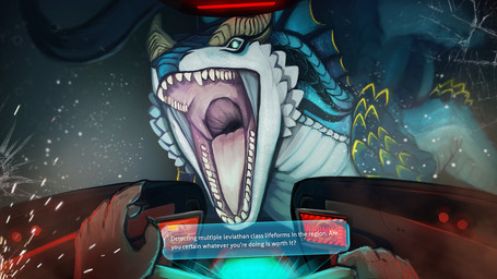 ambiguous_anthro ambiguous_gender ambiguous_pov anthro anthro_prey black_claws blue_body blue_eyes blue_frill blue_scales brown_body brown_fur claws duo fangs feral feral_pred finger_claws first_person_view frill_(anatomy) front_view fur horn imminent_vore mouth_shot neck_frill open_mouth pink_tongue scales seamoth_(subnautica) solo_focus tan_horn teeth text tongue underwater water white_body white_scales acidic jewish_mythology mythology subnautica unknown_worlds_entertainment aquatic aquatic_dragon dragon leviathan mythological_creature mythological_marine mythological_scalie scalie 16:9 english_text widescreen