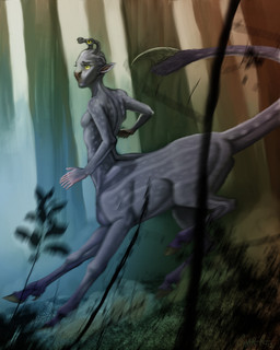 7_fingers black_hooves blade blue_body blue_fur breasts detailed_background eyestalks featureless_breasts female female_taur fingers forest fur hooves mouthless outside plant running small_breasts solo tail tail_blade tree unguligrade weapon_tail worried charreed animorphs aldrea-iskillion-falan alien andalite taur 2012 4:5 digital_media_(artwork) digital_painting_(artwork) painting_(artwork) shaded