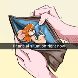 ambiguous_gender anthro brown_hair duo eyes_closed female fur hair micro nude nude_female size_difference smaller_female tail tan_body tan_fur wallet kiaun derideal pixi_(derideal) human mammal mouse murid murine rodent 1:1 2025 hi_res meme