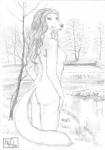 anthro biped nude outside solo standing n2o canid canine canis domestic_dog hunting_dog mammal saluki sighthound hi_res monochrome