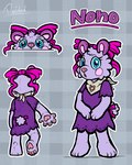 anthro blue_eyes bow_ribbon clothing dress_shirt female fur neckband neckwear pawpads purple_body purple_fur shirt solo standing teal_body topwear deidad_dissitum pretty_blood nono_(pretty_blood) bear malino mammal 4:5 hi_res