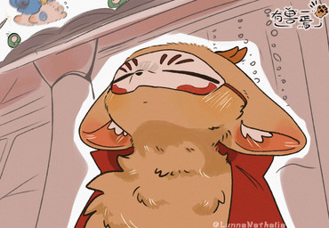 anthro antlers biped brown_body brown_fur cape clothing eyes_closed fur horn looking_up male mask red_cape red_clothing solo lunnanathalia fabulous_beasts sibuxiang_the_deer_(fabulous_beasts) deer mammal 2025 hi_res