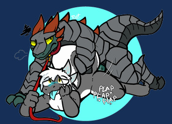 andromorph annoyed anthro anthro_on_anthro anthro_penetrated anthro_penetrating anthro_penetrating_anthro blush collar digitigrade dominant dominant_andromorph dominant_intersex duo green_body green_scales grey_body grey_scales hair horn intersex intersex/male leash leash_pull leashed_top male multicolored_body onomatopoeia penetration penile penile_penetration power_bottom scales sex sound_effects tail tail_grab text tongue tongue_out two_tone_body vaginal vaginal_penetration white_body white_hair white_scales yellow_eyes trout_(artist) european_mythology mythology triti dragon mythological_creature mythological_scalie scalie western_dragon wingless_dragon alpha_channel hi_res