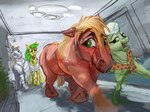 4:3 absurd_res after_surgery apple_fritter_(mlp) big_macintosh_(mlp) blonde_hair blush bodily_fluids brown_eyes clothed clothing doctor earth_pony equid equine eunuch family female feral friendship_is_magic grandchild_(lore) grandmother_(lore) grandparent_(lore) grandson_(lore) granny_smith_(mlp) green_eyes green_hair group hair hasbro hi_res horn horse hospital lostdragon01 male mammal medical_instrument my_little_pony mythological_creature mythological_equine mythology nurse pony scientific_instrument shy sweat sweatdrop tail unicorn white_hair