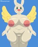 anthro belly belly_overhang big_belly big_breasts big_nipples breasts clitoris deep_navel feathered_wings feathers female genitals huge_breasts navel nipples overweight overweight_anthro overweight_female solo wide_hips wings ssspankeer angel_hare the_east_patch angel_gabby hare lagomorph leporid mammal absurd_res digital_media_(artwork) hi_res pixel_(artwork)