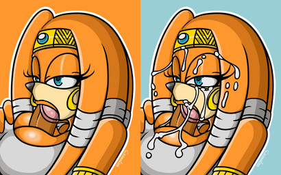 anthro autofellatio autotitfuck bandage big_breasts blue_eyes bodily_fluids breast_play breasts clothing crown cum cum_in_mouth cum_in_own_mouth cum_in_self cum_inside cum_on_clothing cum_on_face cum_on_own_face cum_on_self dreadlocks ear_piercing erection genital_fluids genitals gynomorph hair headgear intersex jewelry lipstick makeup masturbation oral oral_masturbation orange_hair orgasm penile penile_masturbation penis piercing shirt simple_background solo tank_top tiara topwear canastus sega sonic_adventure sonic_the_hedgehog_(series) tikal_the_echidna echidna mammal monotreme 16:10 hi_res widescreen