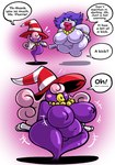 2koma absurd_res belly big_belly big_breasts blush blush_stickers breast_expansion breasts clothing comic duo ear_piercing ear_ring english_text expansion female flat_chested gem ghost ghost_tail gloves hair hair_over_eyes handwear hi_res huge_hips jewelry lips long_hair madame_flurrie mario_bros necklace nintendo overweight overweight_female paper_mario pearl_(gem) pearl_necklace piercing pink_hair pink_lips purple_body purple_hair ring_piercing sachasketchy shadow_siren speech_bubble spirit text thick_lips vivian_(mario) weight_gain white_clothing white_gloves white_handwear wide_hips yellow_lips