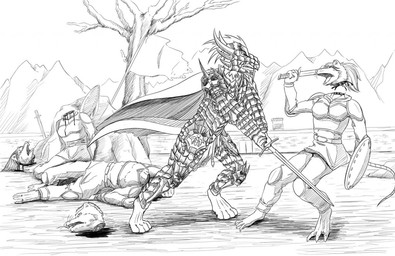 anthro armor battle blood blood_puddle bodily_fluids boulder dead_tree death death_knight decapitation female fight flag flag_(object) gore group male melee_weapon mountain plant rock severed_body_part severed_head shield snuff sword tail tree wall_(structure) weapon dipingxiangtr.d mythology dragon kobold mammal murid murine mythological_creature mythological_scalie rat rodent scalie undead monochrome