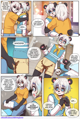 bodily_fluids clothed clothing diaper diaper_check diaper_fetish duo female genital_fluids male male/female text unclean_diaper urine used_diaper wearing_diaper wet_diaper wetting conditional_dnp ruugiaruu ruu ruu's_mom bear giant_panda mammal absurd_res comic english_text hi_res