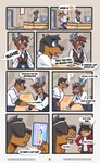 anthro card dialogue elevator female hotel male reception_desk receptionist text awardiente kahlua_caribou zorro_chino oliver_(fireside_fasciation) whiskey_(floor_19) canid canine canis deer domestic_dog felid jaguar mammal mastiff molosser pantherine rottweiler absurd_res comic english_text hi_res