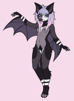 alternative_fashion anthro black_markings black_nails black_pubes blue_eyes breasts cheek_tuft chest_tuft colored_nails facial_tuft feet female fingerless_(marking) fingerless_gloves_(marking) fur genitals gloves_(marking) goth grey_body grey_fur hair inner_ear_fluff leg_markings leg_tuft looking_at_viewer markings moon_(marking) multicolored_body multicolored_fur multicolored_hair nails nipples nude pose pubes purple_hair purple_inner_ear purple_nipples purple_nose purple_vulva purple_wings raised_arm simple_background slim small_breasts socks_(marking) solo standing striped_markings stripes thigh_tuft toeless_(marking) tuft vulva white_markings winged_arms wings berketex bat mammal megabat absurd_res full-length_portrait hi_res portrait