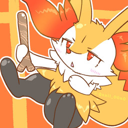 3_fingers 3_toes :o ambiguous_anthro ambiguous_gender anthro biped black_body blush blush_lines chibi dipstick_tail dutch_angle feet fingers front_view fur holding_object holding_stick inner_ear_fluff markings multicolored_body multicolored_fur narrowed_eyes nude_ambiguous nude_anthro open_mouth orange_background orange_body orange_eyes orange_fur orange_inner_ear_fluff orange_nose orange_tail_tip outline pointy_ears prick_ears simple_background sitting solo stick tail tail_markings tapering_snout text three-quarter_view toes tuft twitter_handle two_tone_tail white_body white_fur yellow_body yellow_fur yellow_tail quail_00n0 nintendo pokemon braixen canid generation_6_pokemon mammal pokemon_(species) 1:1 2022 artist_name colored digital_drawing_(artwork) digital_media_(artwork) full-length_portrait hi_res japanese_description portrait translated_description