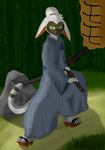 anthro artist_radiacao attack_pose katana male melee_weapon radiacao samurai serious solo sword warrior weapon avatar:_the_last_airbender nickelodeon momo_(avatar) lemur mammal primate strepsirrhine hi_res signature