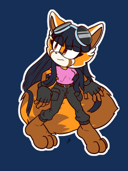 barefoot belt bigtail black_hair bottomwear cargo_pants clothing eyewear eyewear_on_head feet female fingerless_gloves fluffy fluffy_tail fur gloves goggles goggles_on_head hair handwear orange_body orange_eyes orange_fur pants pink_clothing pink_shirt pink_topwear shirt solo tail topwear xxkenthewolfxx sega sonic_the_hedgehog_(series) fan_character ailurid mammal red_panda absurd_res alpha_channel flat_colors hi_res