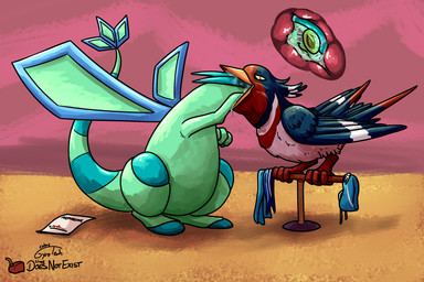 avian_feet beak blue_body blush bodily_fluids clothing drooling esophagus eyes_closed feathered_crest feathered_wings feathers feet female feral feral_pred feral_prey hat head_crest headgear headwear internal markings neck_bulge oral_vore red_markings saliva size_difference smaller_pred tail tail_feathers talons toes vore white_body white_markings wings yellow_eyes doesnotexist gyrotech nintendo pokemon mistral_(gyro) avian bird flygon generation_3_pokemon pokemon_(species) swellow 3:2 hi_res