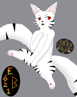 2_tails angry black_nose black_stripes claws covering covering_self fangs female fur magic_user multi_tail pawpads red_eyes simple_background sitting solo stripes tail teeth thaumaturgy whiskers white_body white_fur miles_rosebh asian_mythology e621 east_asian_mythology japanese_mythology mythology agata_la_nekomata_(miles_rosebh) felid feline mammal nekomata yokai 2025 absurd_res hi_res watermark