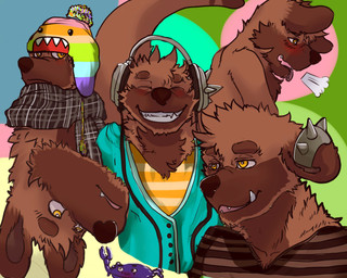 ambiguous_feral ambiguous_gender anthro blush brown_body brown_fur clothed clothing duo feral fur grin hat headgear headwear looking_pleasured male male_anthro mouth_closed narrowed_eyes open_mouth scarf smile solo tongue tongue_out chumbasket chumbasket_(character) hybrid hyena mammal mustelid otter 2013 5:4 absurd_res hi_res sketch_page