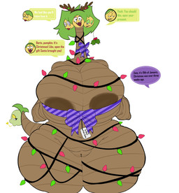 3_heads anthro antlers big_breasts bow_ribbon breasts christmas_decorations christmas_lights eyeliner female genitals green_hair hair half-closed_eyes holidays holly_(plant) horn inviting kissy_face larger_female makeup multi_head name_tag narrowed_eyes palm_tree plant pokemorph reindeer_antlers simple_background size_difference solo text thick_thighs tree vulva white_background just_coffee justcoffee christmas nintendo pokemon zoey_(gardesnorela) alolan_exeggutor alolan_form elemental_creature flora_fauna generation_7_pokemon pokemon_(species) regional_form_(pokemon) 2026 absurd_res english_text hi_res