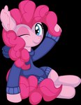 female feral hair looking_at_viewer one_eye_closed pink_body pink_hair simple_background solo transparent_background cyanlightning friendship_is_magic hasbro my_little_pony pinkie_pie_(mlp) equid equine horse mammal pony absurd_res alpha_channel hi_res