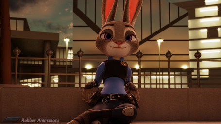 anthro city clothing evening female lights on_model solo rubber_(artist) disney zootopia judy_hopps lagomorph leporid mammal rabbit 16:9 2018 3d_(artwork) digital_media_(artwork) hi_res widescreen