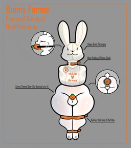 anthro bdsm border buttplug carrot_dildo carrot_gag chastity_cage chastity_device grey_border hooded improvised_dildo improvised_sex_toy male peril plastic plug_(sex_toy) sex_toy solo text zip_tie stockingmiami lagomorph leporid mammal rabbit concept_art english_text hi_res