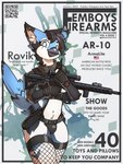 2023 3:4 american_flag anthro ar-10 ar_platform avian beak bird black_clothing black_hair black_panties black_underwear bulge clothing cover ear_piercing english_text femboy fingerless_gloves fishnet_clothing fishnet_legwear fluffy gloves gun hair handgun handwear hi_res holding_gun holding_object holding_ranged_weapon holding_rifle holding_weapon holster holstered_pistol hybrid inner_ear_fluff legwear looking_at_viewer magazine_cover male marcus_gray military_uniform navel panties piercing pistol qr_code quote ranged_weapon rifle rovik_(rovik1174) slim solo standing text thick_thighs trigger_discipline tuft underwear uniform united_states_of_america weapon wide_hips