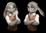 anthro blue_eyes chest_tuft claws clothing collared_shirt crossed_arms dress_shirt eye_spots finger_claws floppy_ears formal_wear fur grey_body grey_fur looking_at_viewer lop_ears male shirt solo spots topwear tuft vest dragoon343 edwin_(ewinatwork) lagomorph leporid mammal rabbit 3d_(artwork) digital_media_(artwork) half-length_portrait portrait