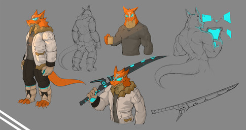 adventure anthro blue_eyes bottomwear clothing date fantasy gloves handwear jacket male melee_weapon muscular pants power-up shirt solo sword t-shirt tablet topwear weapon wolfanine european_mythology mythology unnamed_character dragon lizard mythological_creature mythological_scalie reptile scalie western_dragon wingless_dragon absurd_res hi_res
