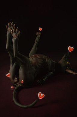 anatomically_correct anatomically_correct_genitalia anatomically_correct_vulva animal_genitalia animal_vulva anus breasts butt canine_genitalia canine_vulva claws ears_up egyptian feet female feral genitals hairless heart_symbol legs_up lying melanistic multi_breast multi_nipple nipples nude on_back pawpads paws pose presenting quadruped simple_background soles solo tail toes vulva cosmiclife ani_(cosmiclife) anubian_jackal canid canine canis domestic_dog jackal mammal 3d_(artwork) digital_media_(artwork) hi_res pinup